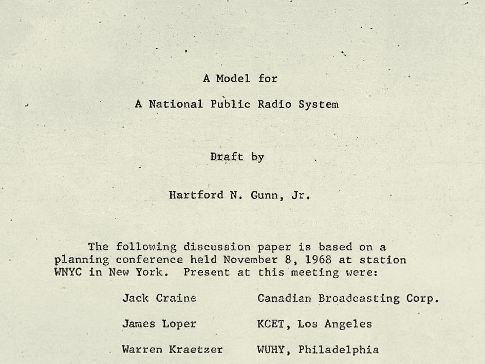 A model for a national public radio system. Draft by Hartford N. Gunn, Jr.